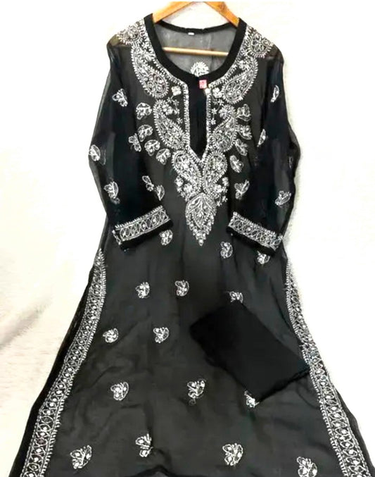 Elegant Lucknowi Chikan Embroidered Kurti